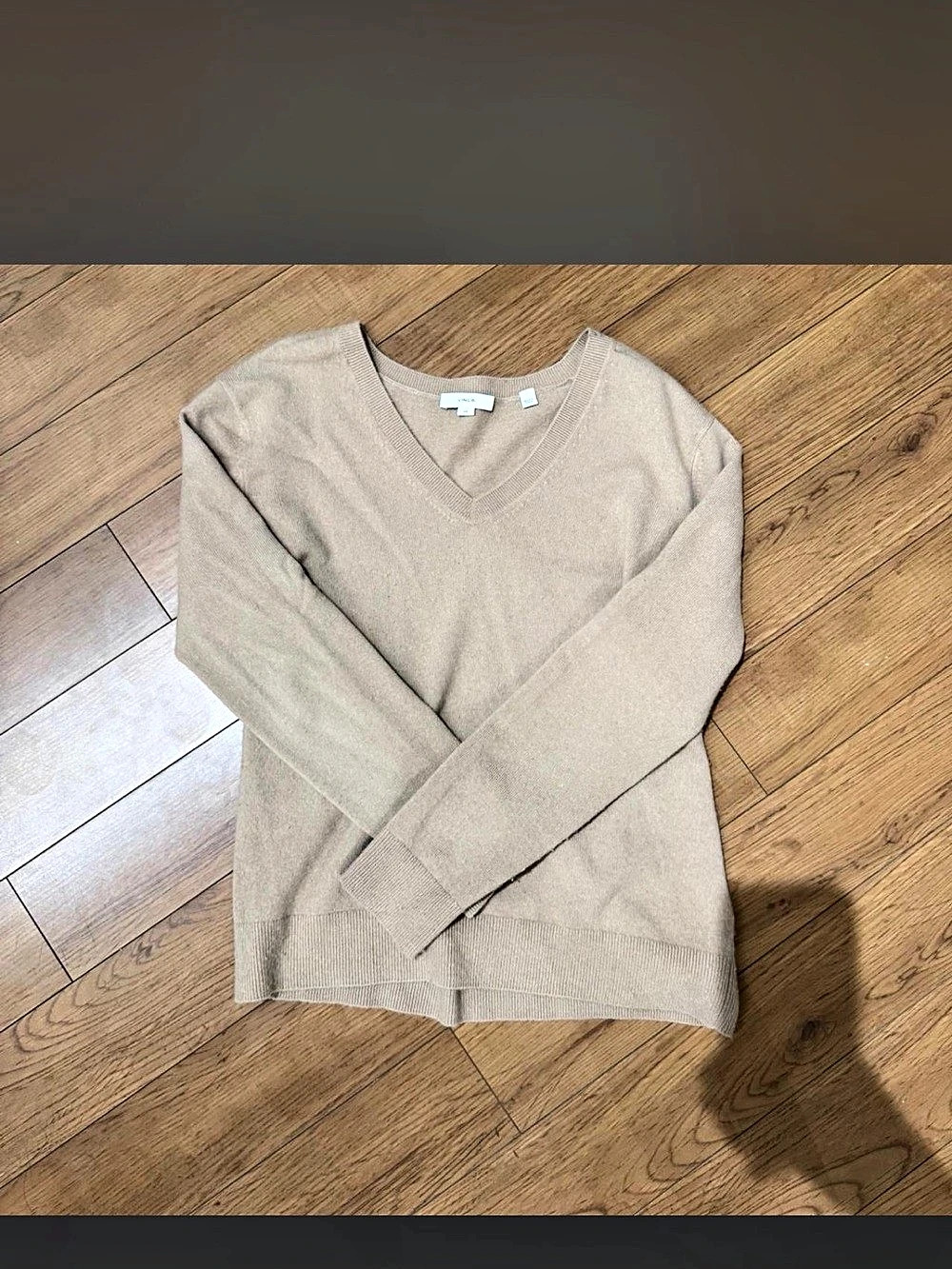 Vince Cashmere Weekend V-Neck Sweater Brown XS